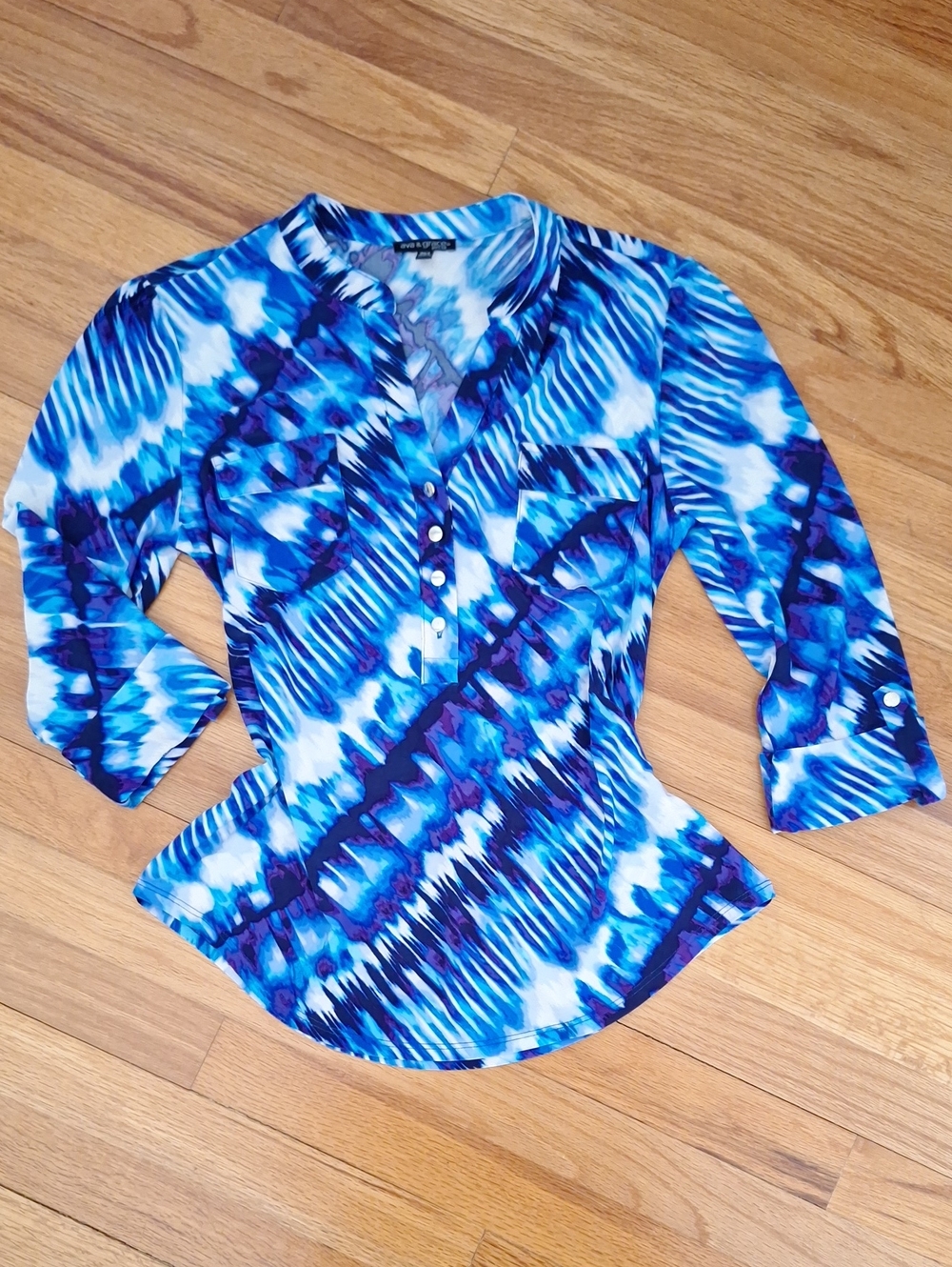 Stretchy Knit Top 3/4 Sleeve Top Pullover Stretch Top Size P Medium